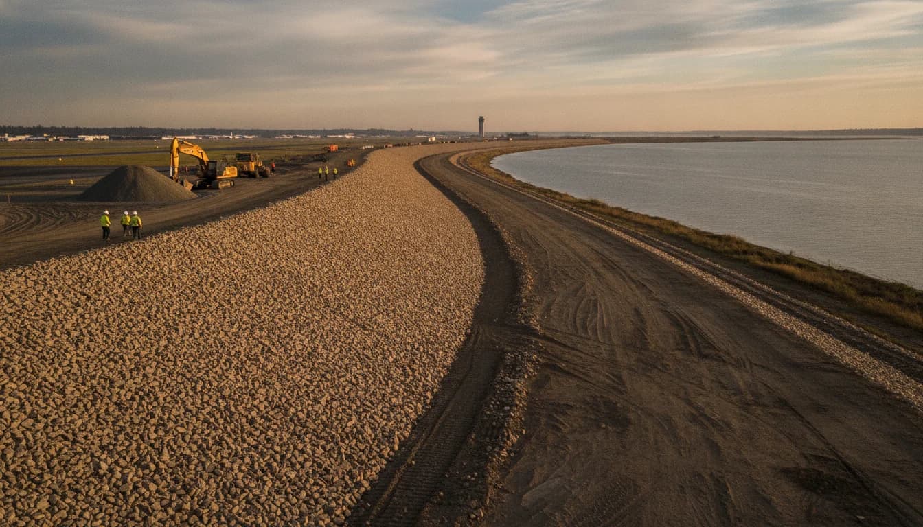 Cover Image for Airport Perimeter Dike Improvement Project Near Completion